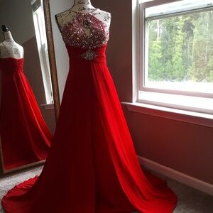 Size for red ball gown